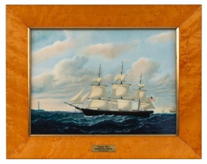 WEDGWOOD set of six limited edition porcelain plaques with clipper ship portraits, attractively framed and mounted with window backs and ship details verso, late 20th century, 25 x 32cm each overall