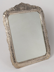 An antique Continental silver plated table mirror, 19th/20th century, 46 x 35cm overall