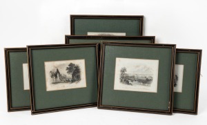 Six assorted antique etchings of Guernsey in matching frames and mounts, the largest 22 x 27cm overall
