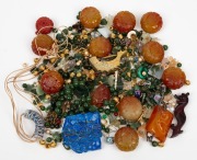 Assorted Chinese beads including jade, glass, amber and lapis lazuli, (qty)