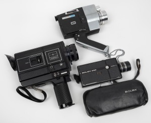Group of 3 super8 film cameras including Cosina MS-8000, Techronica&nbsp;505 and, a Bollex 233 sompact S with a 1:1.9/9-30 lense and case&nbsp;