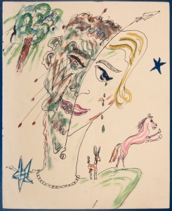ROY OPIE (1909-1968) ARCHIVE, three folios of paintings, sketches and news clippings, many with notations and titles. Inspection will reward. 72 works on paper, the largest 38 x 28cm.