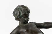 An antique bronze cherub and dolphin fountain wall font, 19th/20th century, 44cm high. - 4
