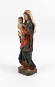 An vintage carved timber Madonna and Child statue with polychrome finish, 20th century, 50cm high - 2