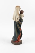 An vintage carved timber Madonna and Child statue with polychrome finish, 20th century, 50cm high - 3