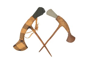 Two tribal axes, Mount Hagen, Papua New Guinea, the larger 75cm high&nbsp;