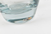 STR&Ouml;MBERGSHYTTAN&nbsp;ice blue glass mantle vase and a&nbsp;WHITEFRIARS amber glass mantle vase, (2 items), 26cm and 25cm high - 2