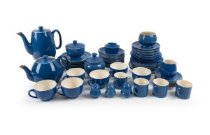 Vintage English powder blue tea ware comprising of part sets by Moorcroft and Adderleys Limited, A/F, (qty). Note: Numerous pieces damaged including both the coffee and teapots.