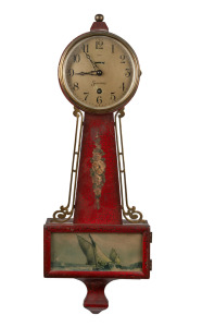 SESSIONS American Willard style wall clock in scarlet painted finish, 20th century, 56cm high