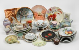 Assorted hand-painted porcelain, including many Australian themes, (qty).