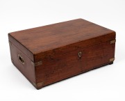An antique Anglo-Indian brass bound teak travel box with lift-out tray, early to mid 19th century, 19cm high, 49cm wide, 33cm deep