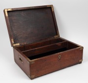 An antique Anglo-Indian brass bound teak travel box with lift-out tray, early to mid 19th century, 19cm high, 49cm wide, 33cm deep - 2
