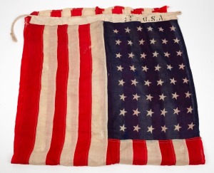 United States Of America vintage stitched cotton flag, mid 20th century, 68 x 135cm&nbsp;