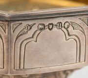 An antique sterling silver chalice cup (in two sections), with repousse angel decoration and housed in original plush fitted box, made in London, circa 1875, bearing church inscriptions to base, the cup 10cm high, 188 grams - 5