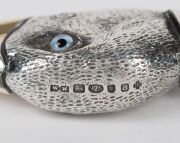 A fine quality sterling silver paper document clasp in the form of a duck's head, with inset glass eyes, 20th century, 12.5cm long, 152 grams - 2