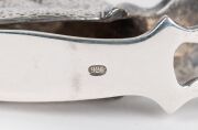 A fine quality sterling silver paper document clasp in the form of a duck's head, with inset glass eyes, 20th century, 12.5cm long, 152 grams - 3