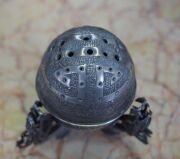 A fine quality antique Chinese silver incense burner with dragon decoration, 19th century, seal mark to base, ​​​​​​​6cm high. - 6