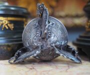 A fine quality antique Chinese silver incense burner with dragon decoration, 19th century, seal mark to base, ​​​​​​​6cm high. - 7