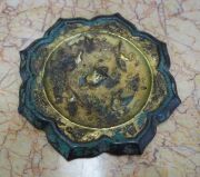 Tang Dynasty (618-906) fine quality antique Chinese bronze hand-mirror with remains of original gilt decoration, adorned with animals and flying birds, 12.5cm wide - 2