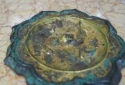 Tang Dynasty (618-906) fine quality antique Chinese bronze hand-mirror with remains of original gilt decoration, adorned with animals and flying birds, 12.5cm wide - 3
