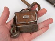 An antique Mongolian knife in scabbard with attached leather belt and tinder, 19th century, 37cm long overall - 4