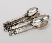GEORG JENSEN "Acorn" pattern Danish sterling silver cutlery set for twelve, (96 pieces), 2500+ grams silver weight not including the knives - 5