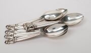 GEORG JENSEN "Acorn" pattern Danish sterling silver cutlery set for twelve, (96 pieces), 2500+ grams silver weight not including the knives - 6