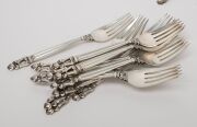 GEORG JENSEN "Acorn" pattern Danish sterling silver cutlery set for twelve, (96 pieces), 2500+ grams silver weight not including the knives - 7