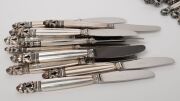 GEORG JENSEN "Acorn" pattern Danish sterling silver cutlery set for twelve, (96 pieces), 2500+ grams silver weight not including the knives - 11