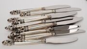 GEORG JENSEN "Acorn" pattern Danish sterling silver cutlery set for twelve, (96 pieces), 2500+ grams silver weight not including the knives - 12