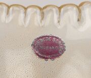 ARCHIMEDE SEGUSO&nbsp;Murano glass vase with applied floral decoration and oro gold foil inclusions, mid 20th century, bearing red foil label "MURANO, Made In Italy", 16.5cm high, 18cm wide. - 3