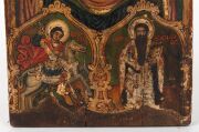 A Greek or Palestinian icon of the Mother of God with Saints George and Basil the Great, circa 1800, ​​​​​​​30.5 x 19cm - 4