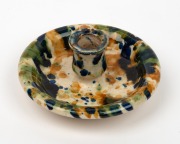 BENDIGO pottery candle holder with mottled glaze, 19th century, ​​​​​​​6cm high, 14cm diameter - 2