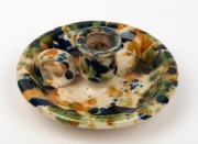 BENDIGO pottery candle holder with mottled glaze, 19th century, ​​​​​​​6cm high, 14cm diameter - 3