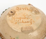 MARGUERITE MAHOOD pierced pottery bowl with scrolling decoration and applied dragon, incised "Marguerite Mahood", 5cm high, 11cm wide - 5