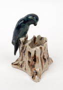 HENRY HATTON BECK rare pottery parrot vase, incised "H. H. Beck", 12.5cm high - 2