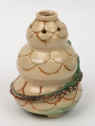 MARGUERITE MAHOOD impressive pierced pottery vase with incised scale decoration and applied dragon, signed "Marguerite Mahood", 13.5cm high - 4