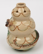 MARGUERITE MAHOOD impressive pierced pottery vase with incised scale decoration and applied dragon, signed "Marguerite Mahood", 13.5cm high - 5