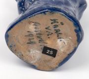 MERRIC BOYD rare blue glazed pottery tree stump vase decorated with three koalas, signed "Koala, Vic. Australia, 1929", ​​​​​​​13cm high - 3