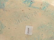 UNA DEERBON oval platter with turquoise mottled glaze and applied fish decoration, incised "Deerbon", 28cm high - 3