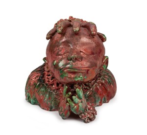 JOHN PERCEVAL "Angel" pottery bust, signed and dated, 1958, 20cm high, 22cm wide