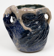 MERRIC BOYD spectacular pottery vase with wind swept tree decoration, incised "Merric Boyd, 1921", an imposing 27cm high, 28cm wide - 3