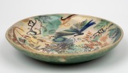 JOHN PERCEVAL and ARTHUR MERRIC BOYD Murrumbeena pottery fruit bowl painted with wildflowers, ferns and birds, incised "Perceval, Arthur Merric Boyd", 29.5cm diameter - 3
