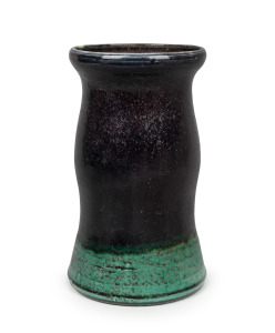 MERRIC BOYD pottery vase with unusual black and green glazed finish, incised "M. Boyd, 1924", 25cm high