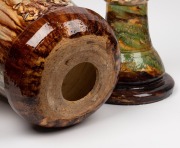 JAMES CAMPBELL pottery antique terrace urn with brown and green majolica glaze, 19th century, manufactured in two sections, 67cm high overall, 39cm wide - 5