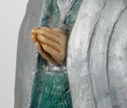 MARGUERITE MAHOOD stunning ceramic statue of a standing lady with star halo, glazed pottery and painted plaster on wooden plinth, ​​​​​​​88cm high overall - 5