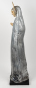 MARGUERITE MAHOOD stunning ceramic statue of a standing lady with star halo, glazed pottery and painted plaster on wooden plinth, ​​​​​​​88cm high overall - 6