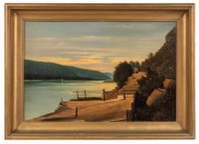 PHILLIP LEE (1865-1909), (fisherman in landscape), oil on card, signed lower right "P. Lee", ​​​​​​​30 x 45cm, 40 x 55cm overall - 2