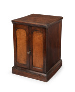 An antique miniature collector's cabinet crafted in walnut and maple, interior fitted with eight drawers, 19th century, 42cm high, 29cm wide, 31cm deep.