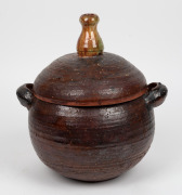 JOHN PERCEVAL pottery lidded jar, brown and green glaze with turquoise interior, incised "Perceval, 1956", 35cm high, 32cm across the handles - 2